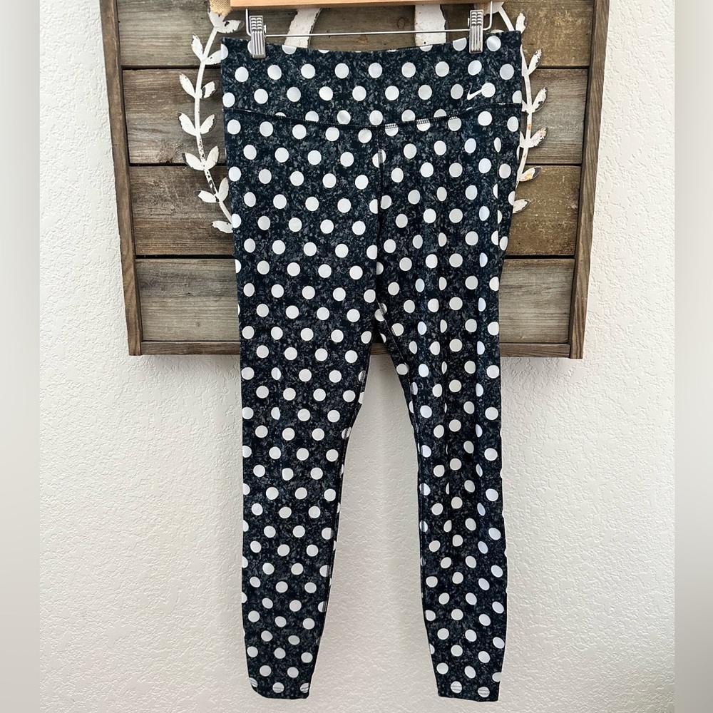 Nike Legend Dri-fit gray white polka dot leggings ladies size Large